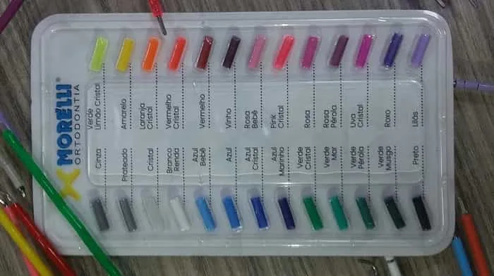 cor de elastico de aparelho